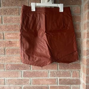 Brown leather mini skirt